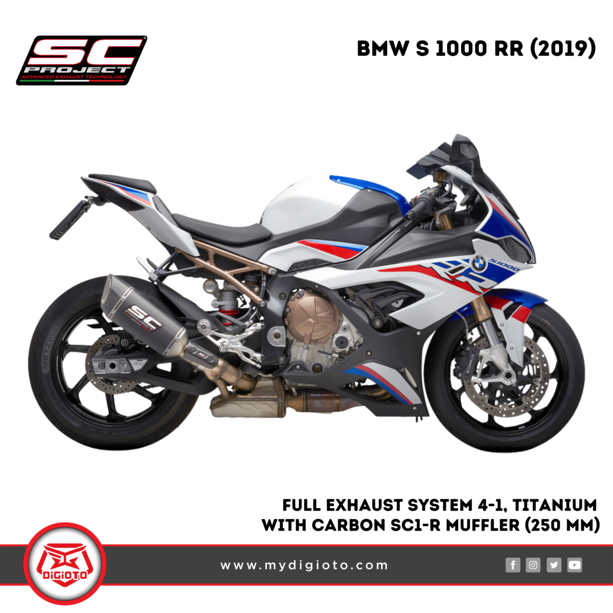 SC-PROJECT Full Exhaust System 4-1, SC1-R Muffler BMW S 1000 RR (2019)