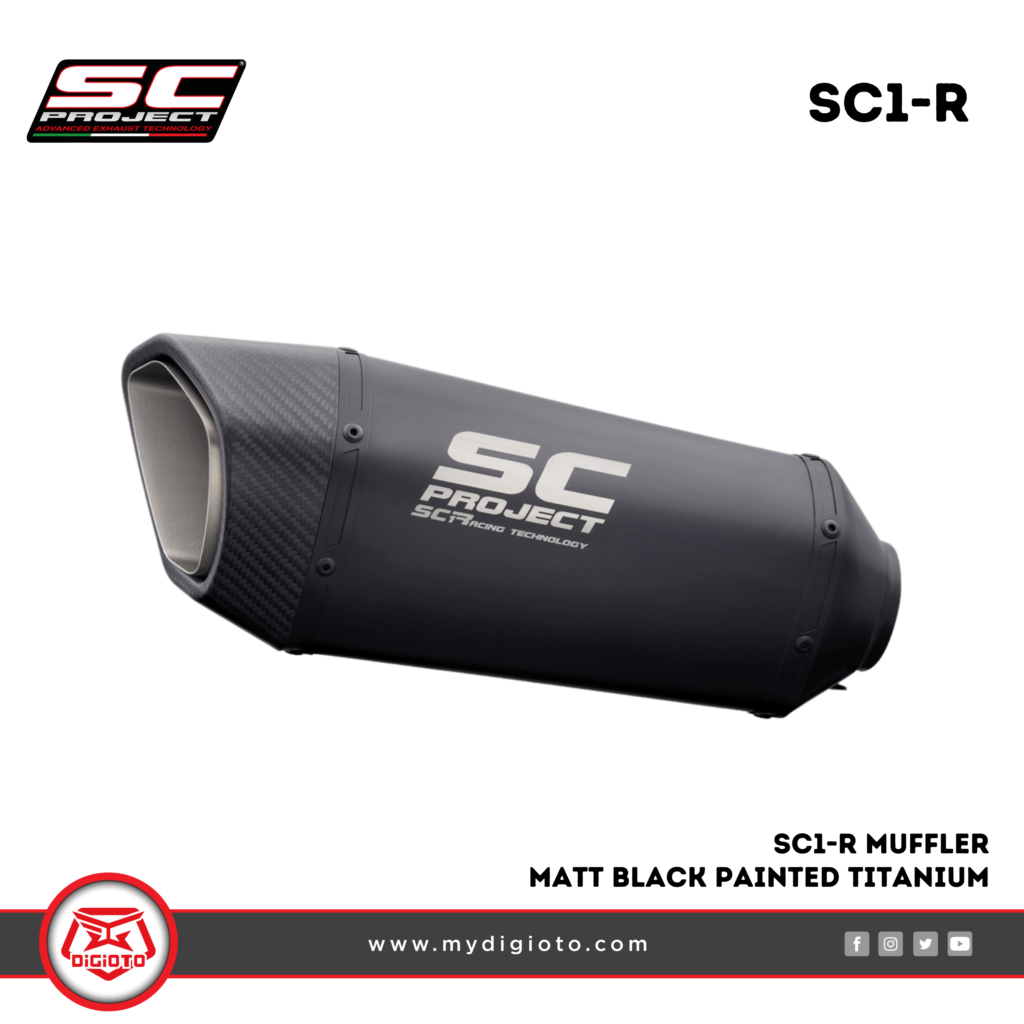 SC1-R Muffler, matt black painted Titanium