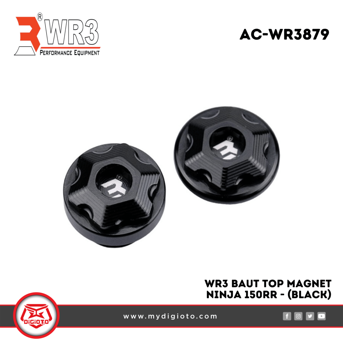 WR3 Baut Top Magnet Ninja 150RR - Black
