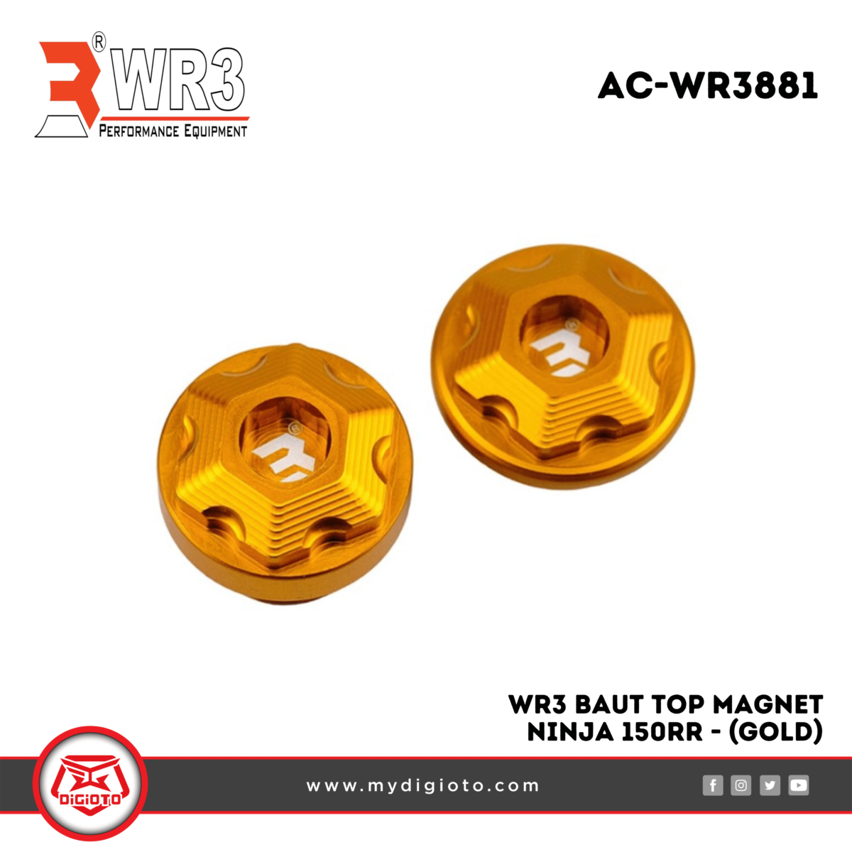 WR3 Baut Top Magnet Ninja 150RR - Gold