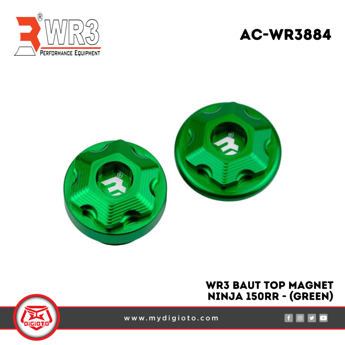 WR3 Baut Top Magnet Ninja 150RR - Green