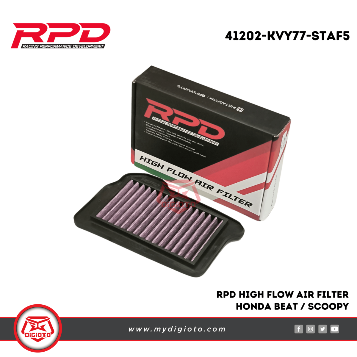 RPD HIGH FLOW AIR FILTER HONDA BEAT-SCOOPY